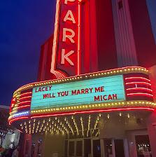 The historic Park Theater marquee lit up at night in downtown McMinnville, Tennessee
